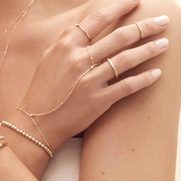 Hand Chain Gold Bracelets for Women Trendy Stuff Ring Bracelet Hand Chain Dainty - Picture 4 of 9